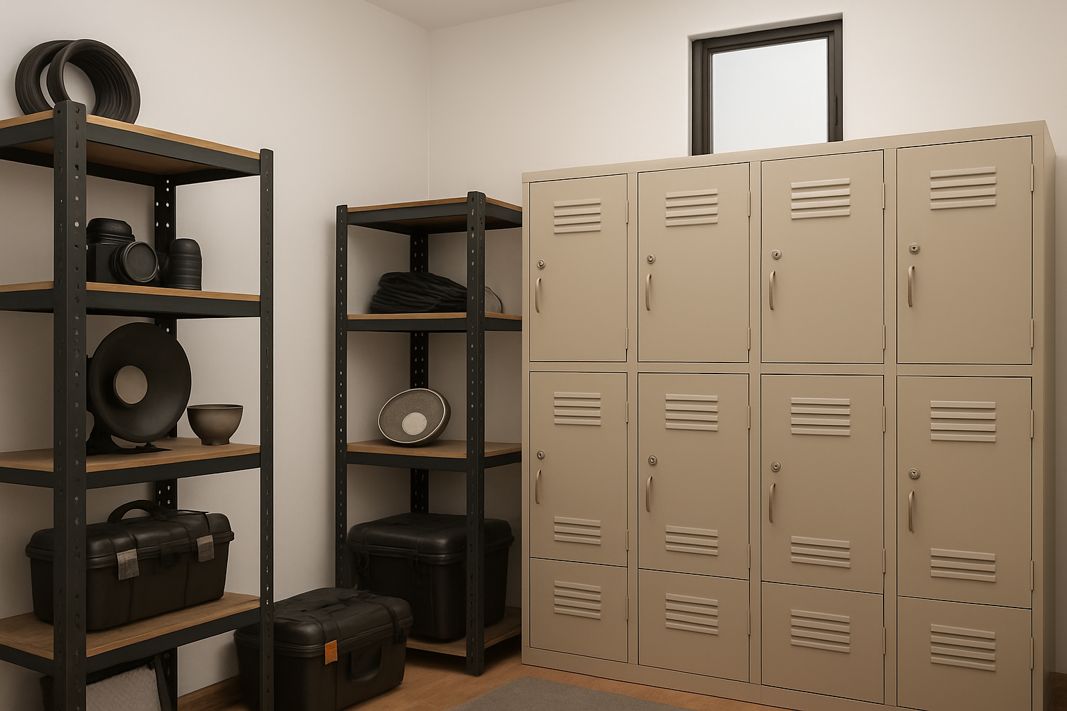 Collaboration bay desk space for gear prep and remote calls